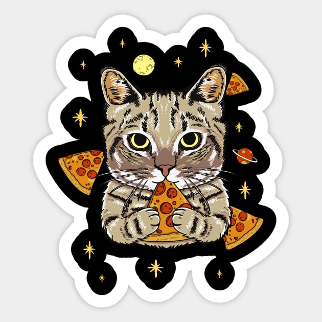 Funny Pizza Cat In Space Fun Sticker by Foxxy Merch